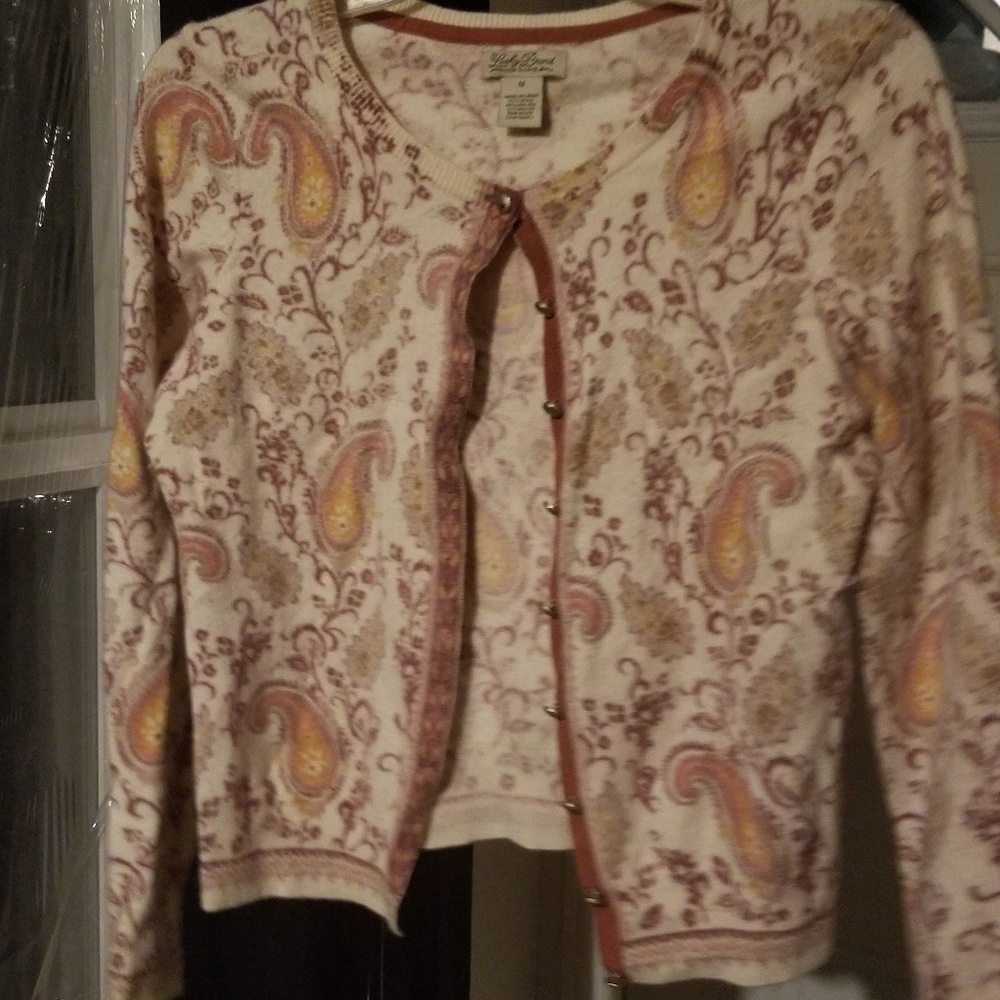 Lucky Brand Paisley Lamb Wool Sweater Sz M